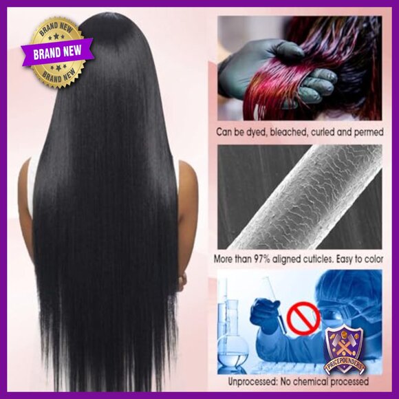 Brazilian Virgin Human Hair Extensions with HD Lace Frontal 4 Bundles main image 6